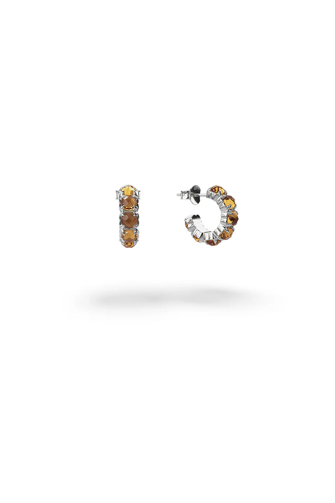 Citrine Halo Cluster Earrings - SS
