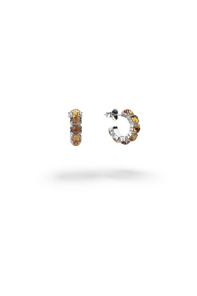 Citrine Halo Cluster Earrings - SS