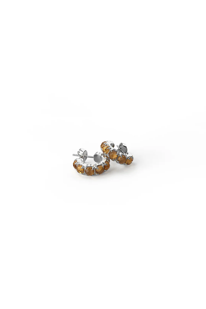 Citrine Halo Cluster Earrings - SS