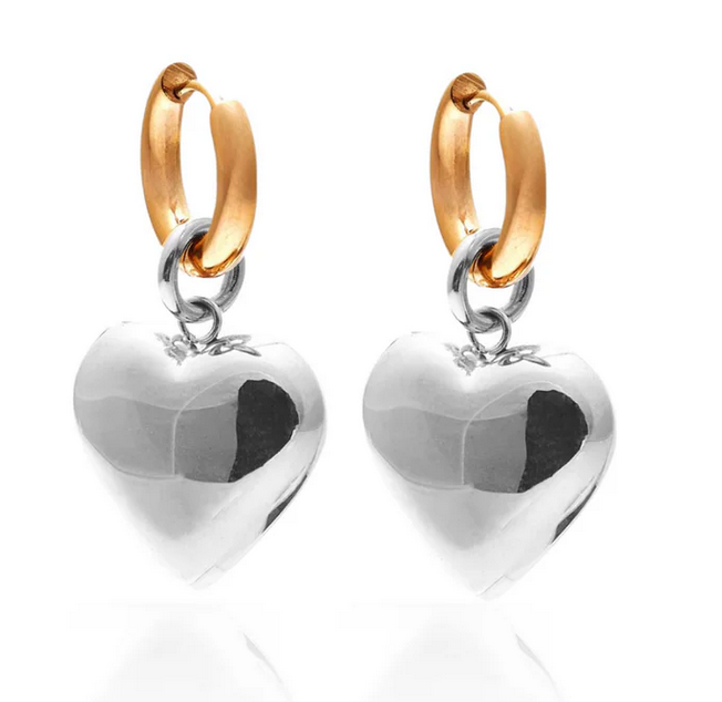 Bisous Hoop Earrings Gold + Silver
