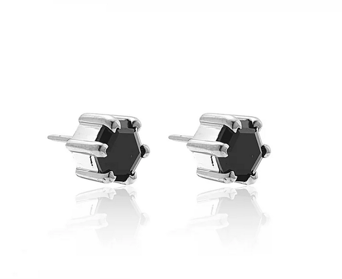 Harmony Stud Earrings - Black Spinel + Silver