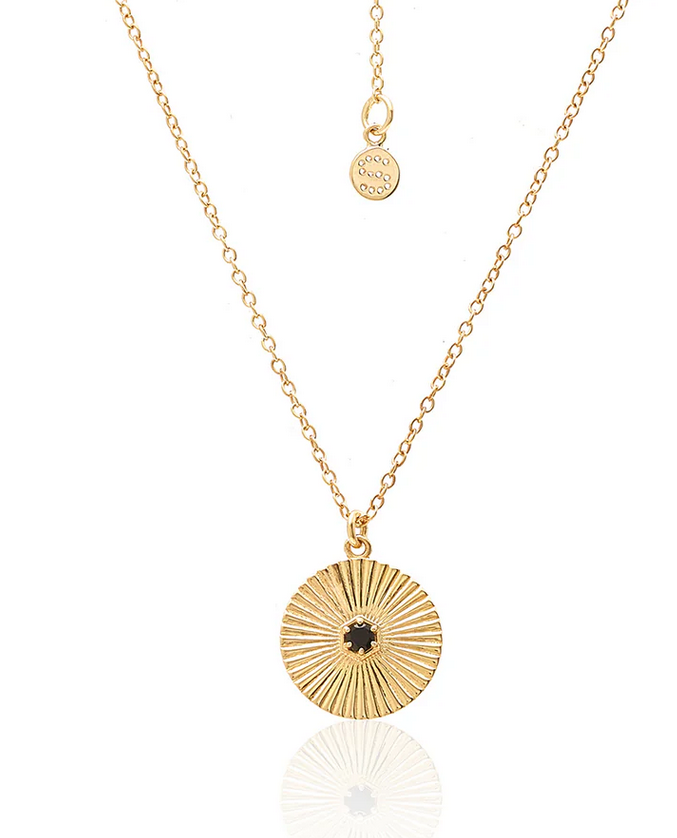 Solace Necklace Black Spinel + Silver Gold Plated