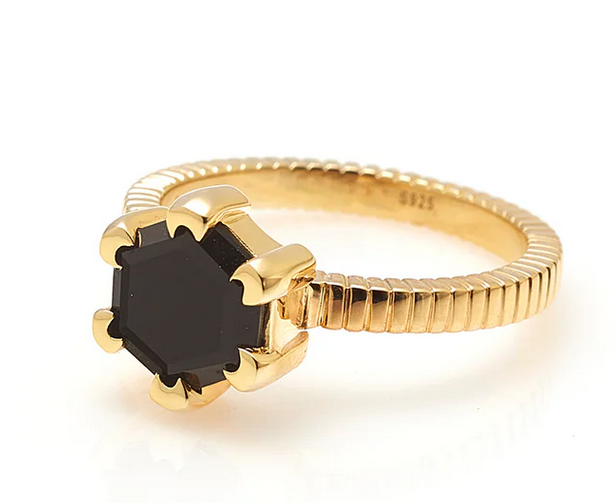 Harmony Ring Black Spinel + Silver Gold Plated