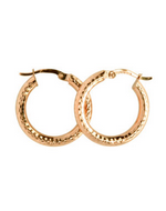 9ct Yellow Gold and Silver Bonded Faceted Hoop Earrings