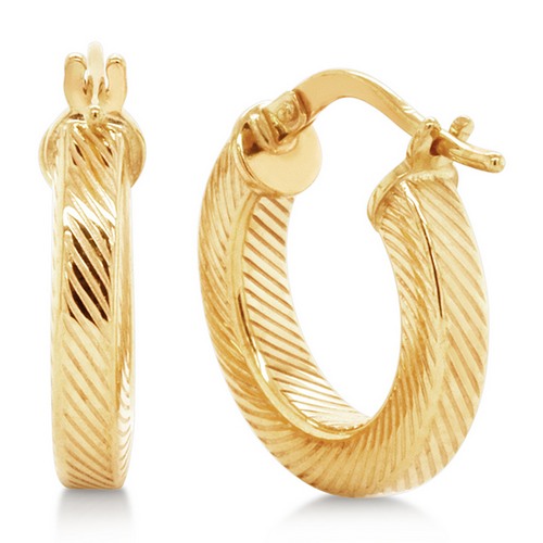 9ct Yellow Gold and Silver Bonded Round Pattern Earrings