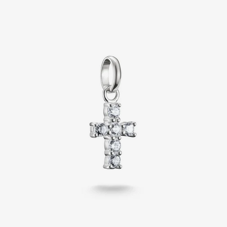 Connect Charm Cross with White Stones