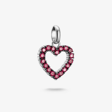 Connect Charm Heart with LAB Grown Rubies -SS