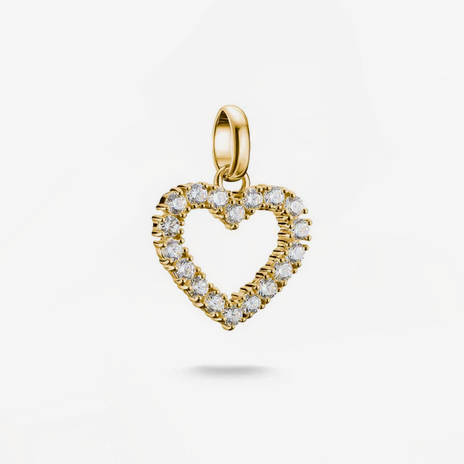 Connect Charm Heart with White Cubic Zirconia - Gold Plated