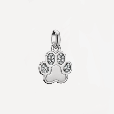Connect Charm Paw with CZ stones - Silver