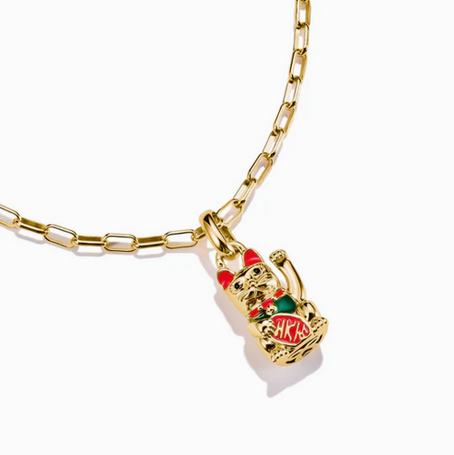 Connect Charm Colourful Waving Cat - Gold Plated