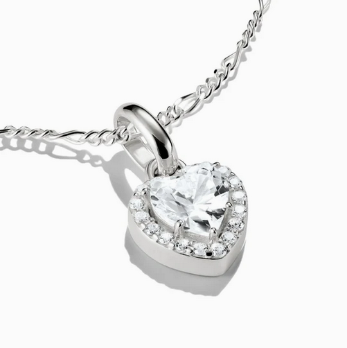 Connect Charm Heart with CZ Stones -Silver