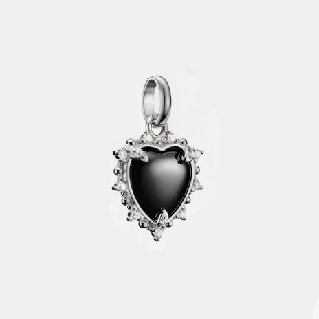Connect Charm Black Vintage Heart