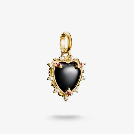 Connect Charm Black Vintage Heart - Gold Plated