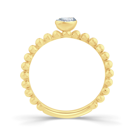 LAB Diamond Pear Granule Solitaire Ring - 9ct YG