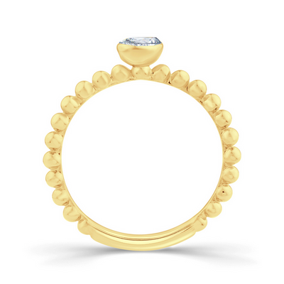 LAB Diamond Pear Granule Solitaire Ring - 9ct YG