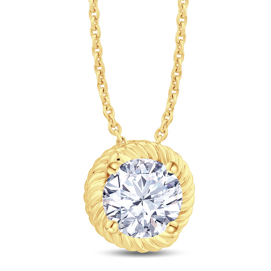 Round Encompass Swirl LAB Diamond Pendant with Chain