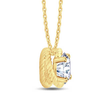 Round Encompass Swirl LAB Diamond Pendant with Chain