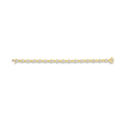 Hexagon Faceted Line LAB Diamond Tennis Bracelet - 18k YG