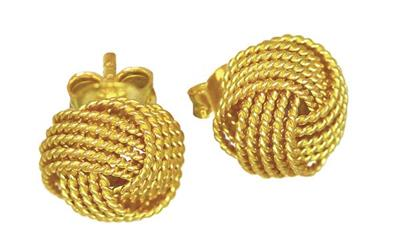 10mm Knot Stud Earrings – Yellow Gold Plated Sterling Silver