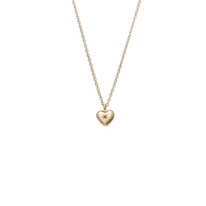 Petite Puffed Heart Necklace Ruby + Gold