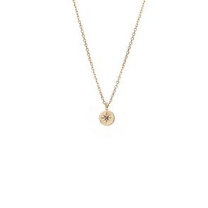 Petite North Star Necklace Blue Sapphire + Gold