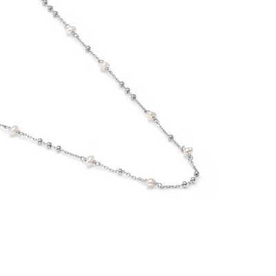 Dotty Necklace Pearl + Silver