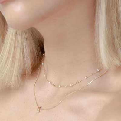 Dotty Necklace Pearl + Gold