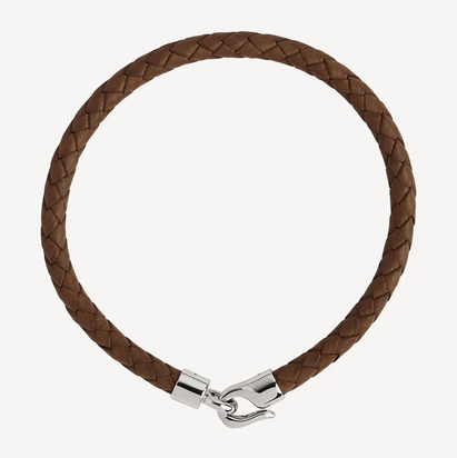 The Mariner Men’s Plaited Leather and Steel Bracelet - Brown