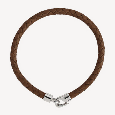 The Mariner Men’s Plaited Leather and Steel Bracelet - Brown