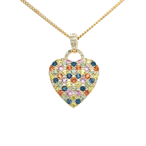 9ct Multi Sapphire & Diamond =.34pts Heart Enhancer