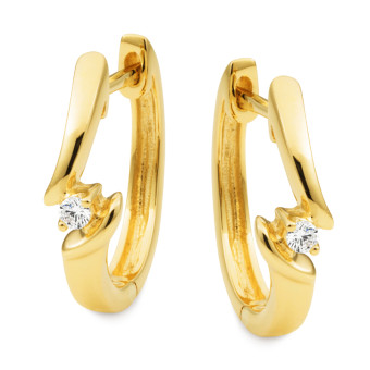 9ct Yellow Gold & Diamond Huggie Earrings – 0.03ct
