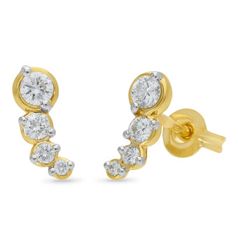 9ct Yellow Gold & Lab-Grown Diamond Earrings - TDW=0.35