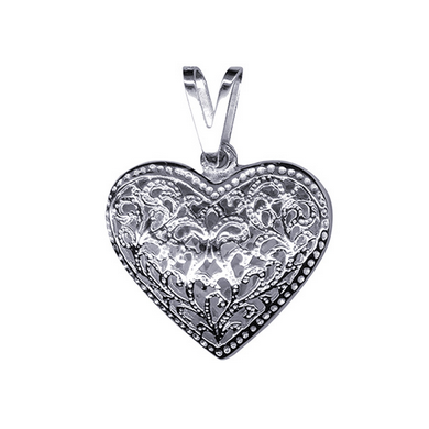 Hollow Filigree Heart Pendant - SS