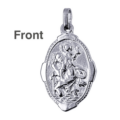 Double-Sided Oval St. Christopher Pendant – SS