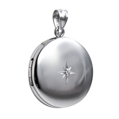 20mm Diamond Set Round Silver Locket