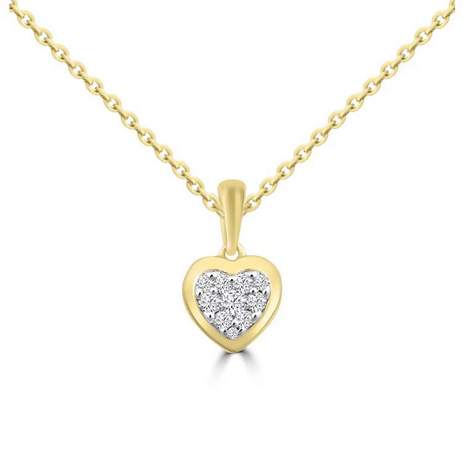 Diamond Heart Necklace - 0.187ct Diamonds in 9ct Yellow Gold