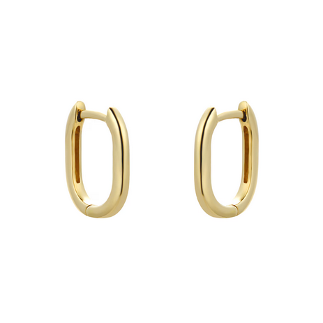9ct Yellow Gold Rectangular Small Huggie Earring