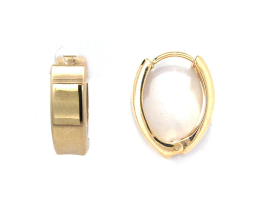 Elongated Gold Huggies - 9K YG