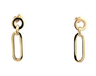 Gold Drop Style Stud Earrings - 9k YG