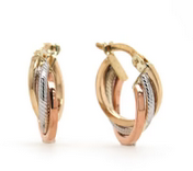 Tri-tone Triple Hoops - 9K