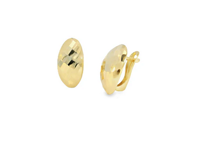 Checkerboard Pattern Leverback Earrings -9K YG