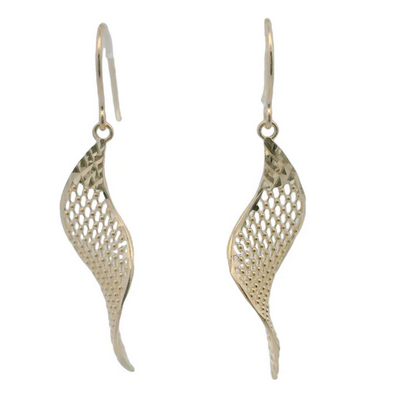 Twisted Diamond Cut Earrings - 9k YG
