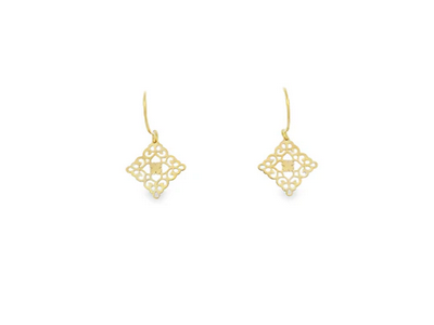 Filigree Drop Earrings with Shepherds Hooks - 9k YG