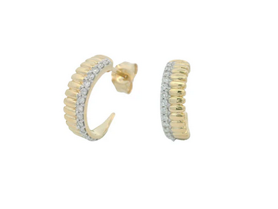 Diamond 3/4 Hoop Earrings - 9k YG