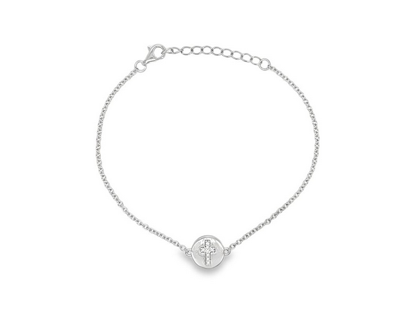 Ollie CZ Cross Bracelet Silver
