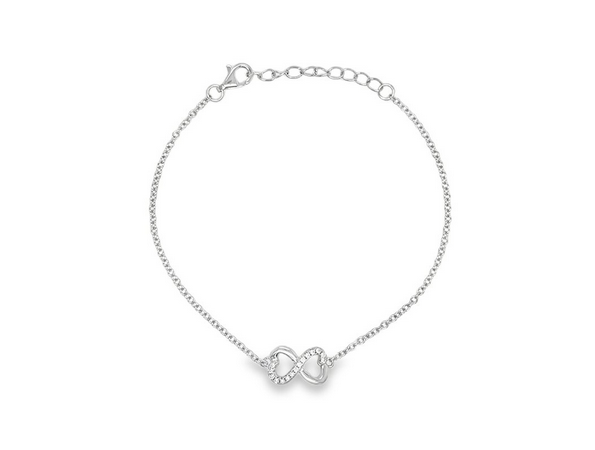 CZ Infinity Charm Bracelet - Silver