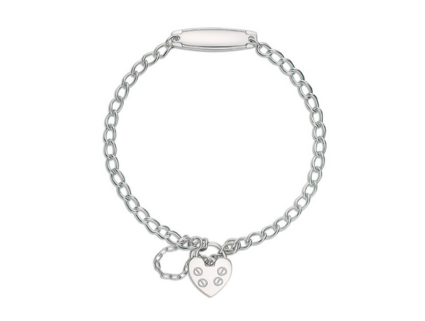 Round Curb Bracelet with ID - Silver