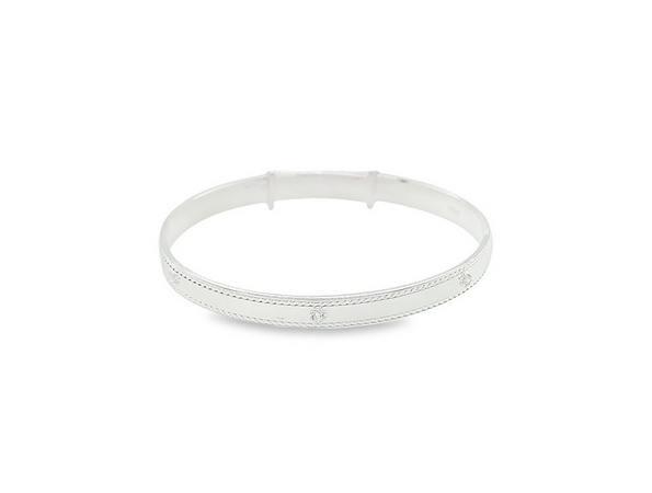Cubic Zirconia Slider Bangle - Silver