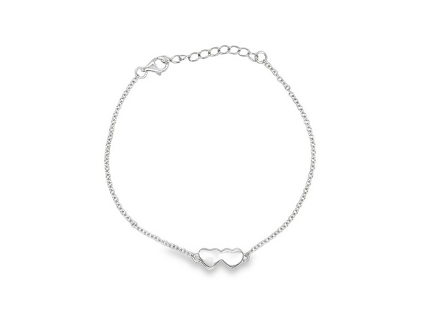 Double Heart Bracelet - Silver
