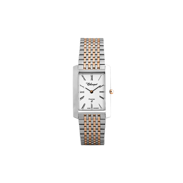 Julietta - Rectangle Face - Roman Numerals -Swiss Made Quartz Movement - 2 Tone Bracelet
